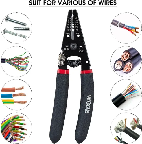 Vista 6 de WGGE WG-013 Pelacables y cortador de 7 pulgadas, cortes, tiras de alambre y bucles 10-20 AWG sólido y (0.031-0.102 in) trenzado