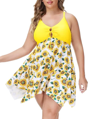 Vista 9 de Hanna Nikole Traje de baño de una pieza con control de abdomen para mujer, talla grande, con cuello en V
