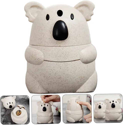 Vista 6 de Cabilock Prensa-tipo caja de palillo de dientes de apertura automática Koala Toothpick Holder compacto ligero para el hogar
