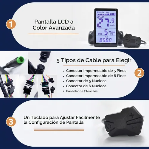 Vista 4 de Ebike Display, Protocolo UART No. 2, Ordenador de Ciclismo de Marco de Aleación de Aluminio 24V-60V, Pantalla LCD de Ebike para Enriquecer el Viaje