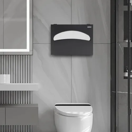 Vista 3 de Dispensador de fundas de asiento de inodoro, para montaje en pared, 250 unidades, capacidad de 1/2 pliegue, con llave para edificio de oficinas