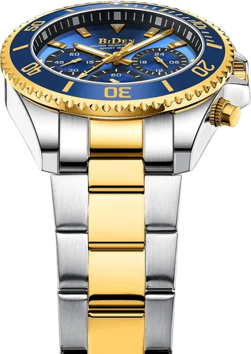 Vista 3 de BIDEN Relojes para hombre, cronógrafo, acero inoxidable, impermeable, fecha, analógico, de cuarzo, relojes de pulsera para hombres
