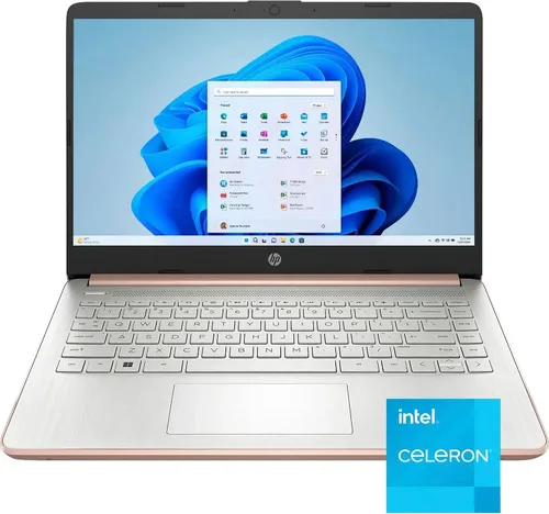Vista 2 de HP 14 portátiles ligeros para negocios y estudiantes de 14 pulgadas HD antirreflejos Intel Celeron de 4 núcleos N4120 8 GB de RAM 192 GB