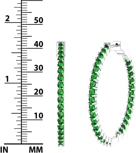 Vista 4 de Belinda Jewelz - Aretes de aro, aretes de eternidad con 62 piedras preciosas de colores, aretes de eternidad con piedra natal para mujer, joyería