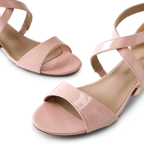 Vista 4 de DREAM PAIRS - Sandalias de tacón bajo con correa de tobillo para mujer