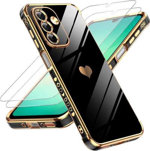 Vista 77 de LeYi Funda para Motorola-G 2025: Love Heart Plating Luxury, Negro