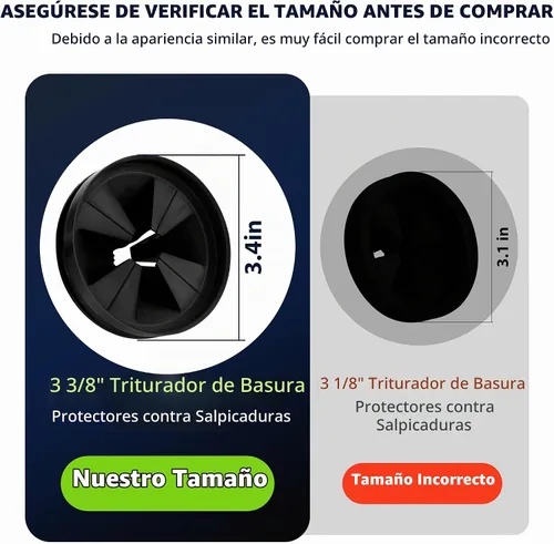 Vista 2 de Protectores contra salpicaduras de basura de 3 3/8 pulgadas, repuesto QCB-AM para la serie InSinkErator Evolution, tapones de drenaje de cuello