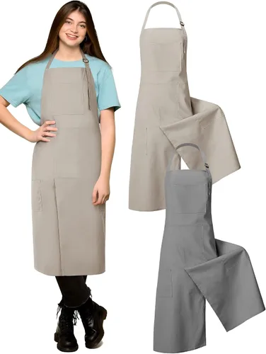 Vista 8 de 2 delantales de cerámica ajustables con pierna dividida, delantal de cerámica con 3 bolsillos, para mujeres y hombres, rueda de cerámica para beige