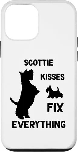 Vista 12 de iPhone 15 Scottie kisses fix everything Scottish Terrier Mom Dad Case