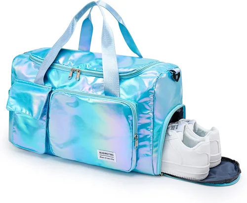 Vista 77 de Pequeña bolsa de gimnasio para mujer, bolsa de viaje con compartimento para zapatos