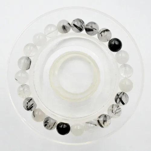 Vista 2 de AD Beads - Pulsera elástica de cuentas redondas naturales de 516 pulgadas