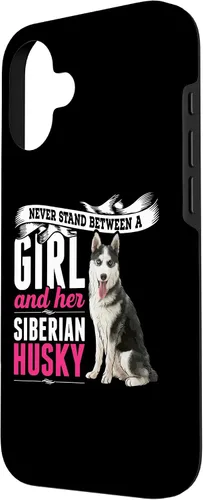 Vista 2 de iPhone 16 Never Stand Between A Girl And Her Siberian Husky Dog Case