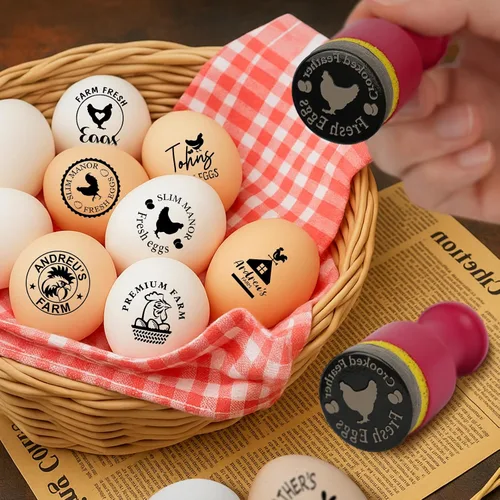 Vista 8 de Terwex Sellos de huevos personalizados para huevos frescos, sello de huevo personalizado con tu marcador de marca único, sello de huevo de larga