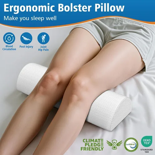 Vista 27 de Almohada grande de rodilla para dormir de lado, almohada de espuma viscoelástica de media luna para piernas, almohada de elevación de cuña de diseño