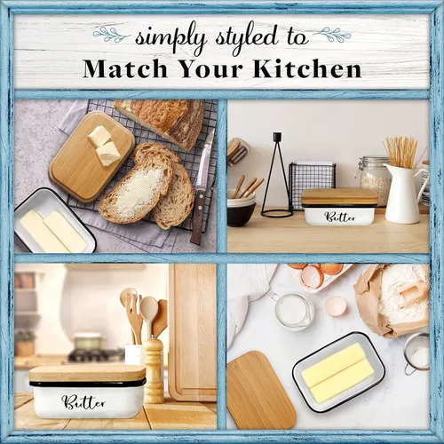 Vista 5 de Home Acre Designs - Mantequillera con tapa para decoración de hogar estilo granja, colección de cocina