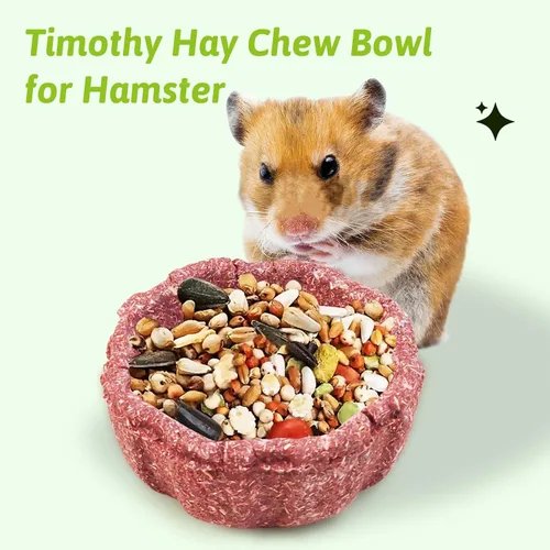 Vista 2 de BNOSDM 6 unidades de hámster comestible de heno Timothy de alta calidad, mezcla de batata morada, golosinas de conejo para masticar dientes