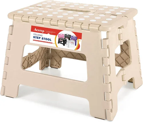 Vista 37 de ACSTEP Taburete plegable de 9 pulgadas, capacidad de 300 libras, taburetes plegables de plástico para niños y adultos, taburete plegable adecuado