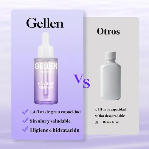 Vista 6 de Gellen Removedor de pegamento de uñas, pegamento de gel suave sin acetona Removedor de pegamento para uñas de 1.4 fl oz