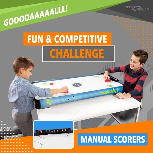 Vista 2 de Sport Squad HX40 40 inch Table Top Air Hockey Table for Kids and Adults - Electric Motor Fan - Includes 2 Pushers and 2 Air Hockey Pucks - Great for