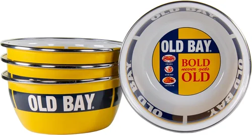 Vista 8 de Golden Rabbit Enamelware Ensaladeras, 24 onzas, Crab House, juego de 4