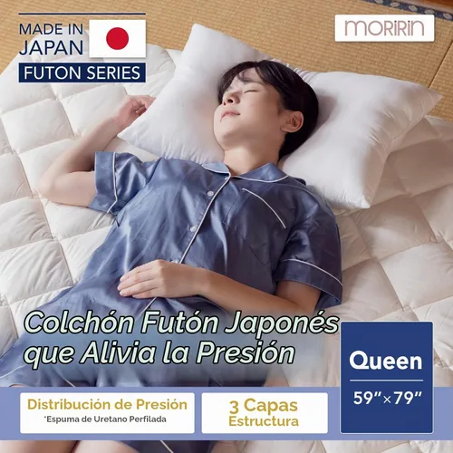Vista 2 de Colchón japonés tipo futón, fabricado en Japón, tamaño Queen