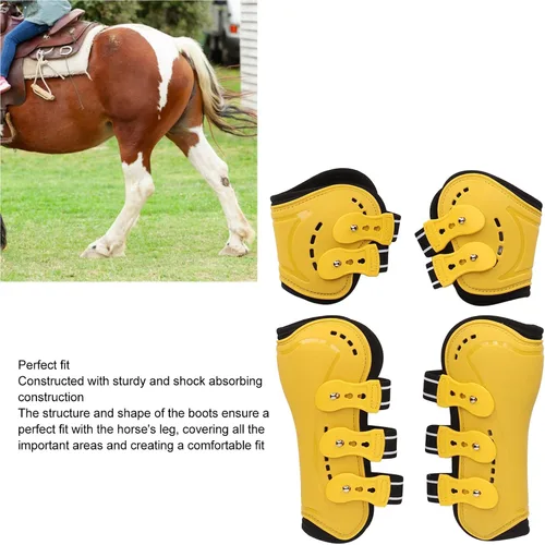 Vista 2 de Botas de tendón para caballo, frente abierto, transpirables, ajustables, botas protectoras para caballo, forro suave, botas protectoras para caballo