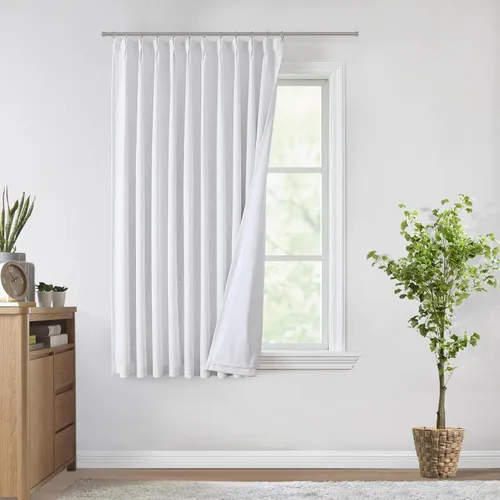 Vista 52 de Vision Home Cortinas marrones con pliegues pinzados, opacas completas, cortinas de ventana de lino mezclado para oscurecer la habitación, cortinas
