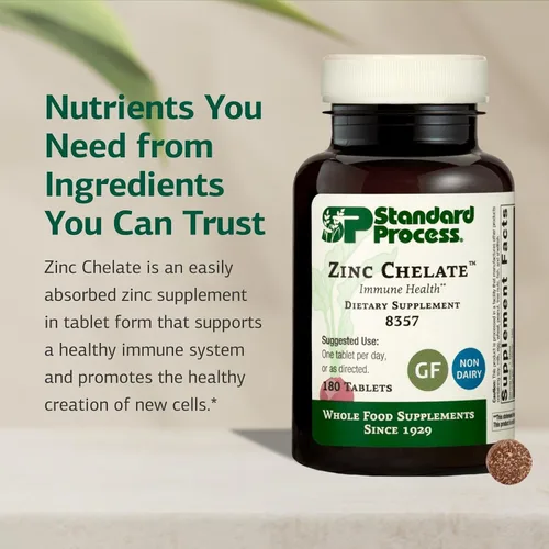 Vista 3 de Quelato de zinc de proceso estándar – Ofrece apoyo inmunológico natural y ayuda a la salud de la piel – Excelente fuente de zinc – Sin gluten, sin