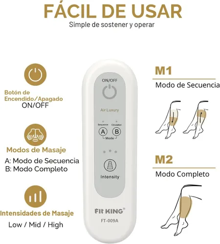 Vista 5 de FIT KING - Masajeador de piernas por compresión de aire para circulación para aliviar el dolor, la hinchazón, el edema, el SPI, regalo ideal