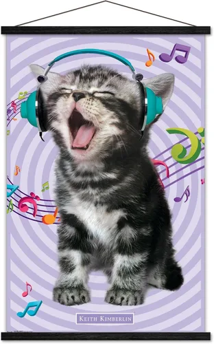 Vista 7 de Trends International Keith Kimberlin - Gato - Póster de pared cantando, 14.725 x 22.375 pulgadas, versión con marco de madera tipo granero