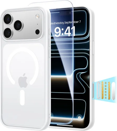 Vista 12 de Funda magnética 3 en 1 a prueba de golpes para iPhone 17 Pro, compatible con MagSafe, protección militar superior, 1 protector de pantalla + 1