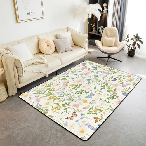Vista 9 de Feelyou Boho Geometric Area Rug 3x5 Kids Tropical Leaves Decorative Rug for Boys Girls Teens Botanical Nature Theme Living Room Rugs Luxury Modern