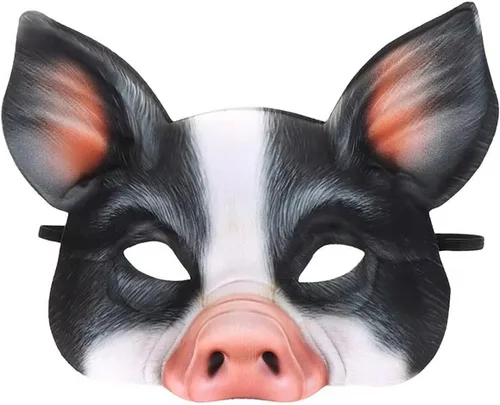 Vista 9 de Máscara de cerdo animal de media cara para Halloween, fiesta de disfraces, accesorios de cosplay