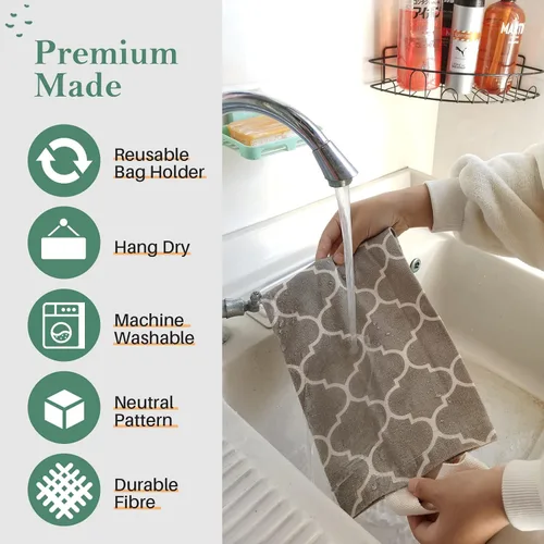 Vista 4 de Soporte para Bolsas de Plástico, Soporte para Bolsas de Supermercado Lavable para Bolsas de Plástico, Dispensador de Almacenamiento de Bolsas