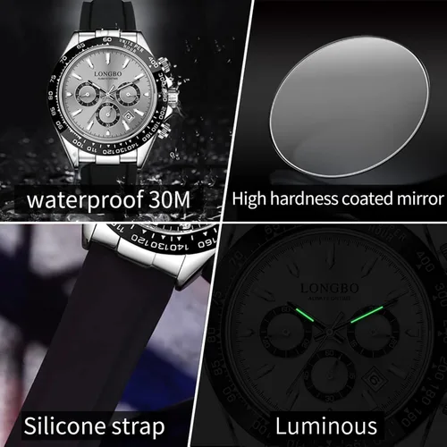 Vista 5 de devaco Relojes luminosos del cronógrafo del calendario de los hombres, relojes de moda de los hombres