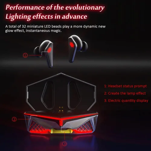 Vista 7 de Auriculares Bluetooth para juegos K98 inalámbricos para juegos con funda de carga y micrófono integrado auriculares Bluetooth 51 para PUBG Fortnite