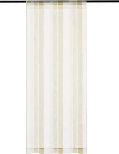 Vista 7 de Central Park Cortinas Transparentes de Rayas Beige y Blancas Estilo Granja de Lino Bouclé, Pares de Paneles de Cortina de Ventana Tejidos con Hilo