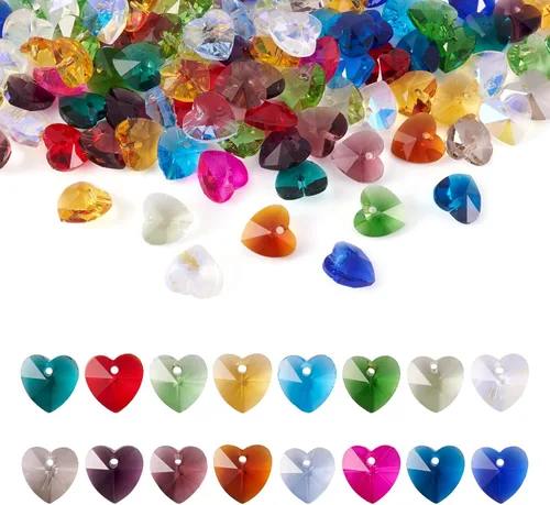 Vista 15 de Cheriswelry 96 dijes de cristal de mariposa transparente facetados, colgantes de corazón de amor, adornos colgantes de 51.732 in para hacer aretes