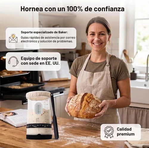 Vista 4 de Kit de Inicio de Masa Madre Pro - Kit de Tarro de Masa Madre de Boca Ancha de 37oz para Pan - Gran Tarro de Vidrio para Masa Madre, Banda