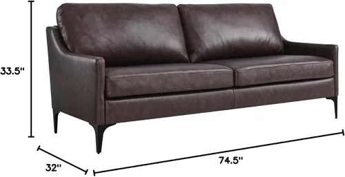 Vista 3 de Modway Sofá Corland de cuero y metal de estilo moderno en acabado marrón