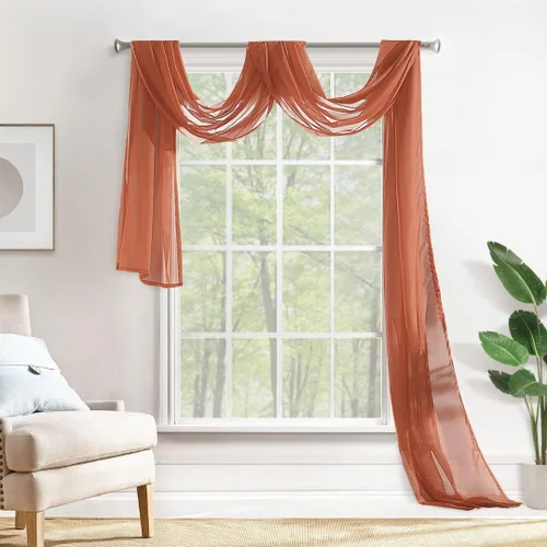 Vista 21 de MIULEE Cenefa Beige para Ventana para Fiesta - Cortina Transparente Cenefa Superior Tratamiento de Ventana Cortinas Decorativas para Arco de Boda