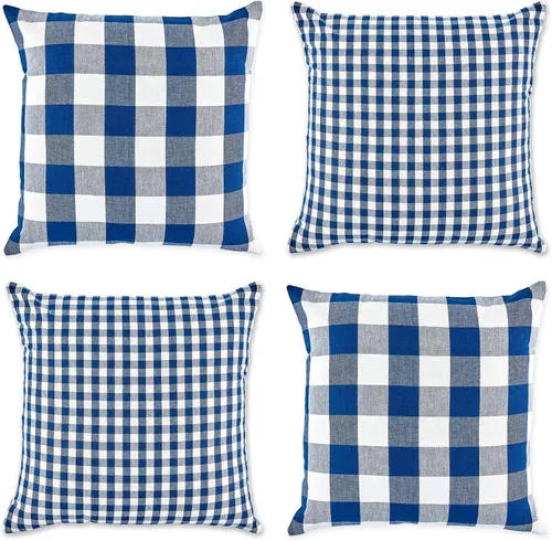 Vista 8 de DII Colección de fundas de almohada cuadradas decorativas de algodón, lavables a máquina, cremallera oculta, 18 x 18 pulgadas, surtido negro, 4