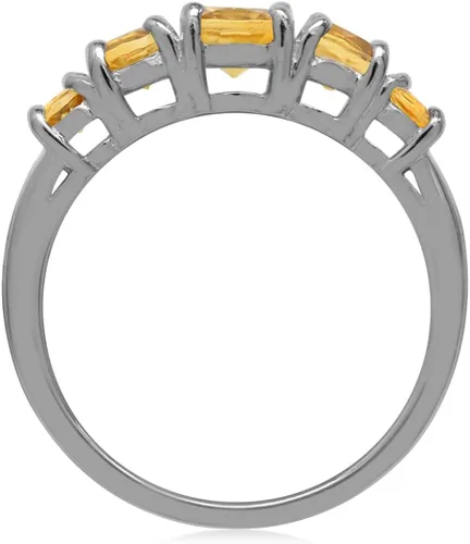 Vista 21 de Silvershake Anillo de plata de ley 925 chapada en oro blanco o amarillo con piedra natal de 5 piedras para mujer Azul zafiro creado