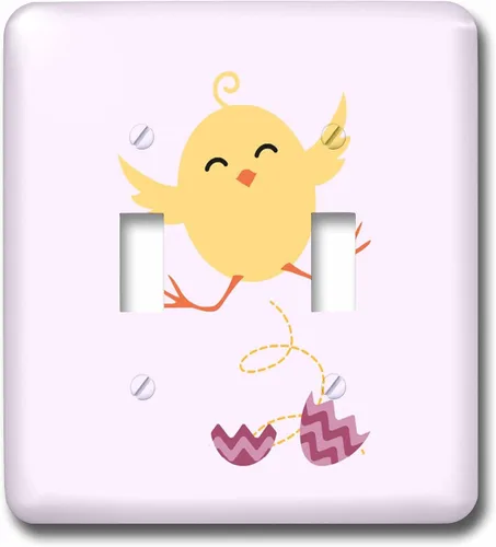 Vista 4 de 3dRose Chicken baby newborn pink kids room decoration 2 plug outlet cover
