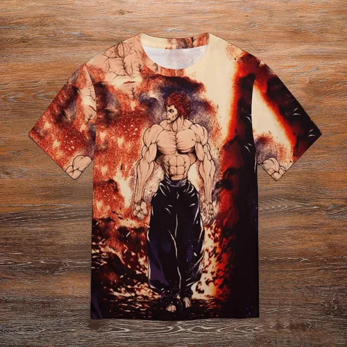 Vista 7 de Camiseta deportiva de manga corta unisex para hombre, diseño de anime Baki The Grappler, Baki Hanma Yujiro, talla 4XL