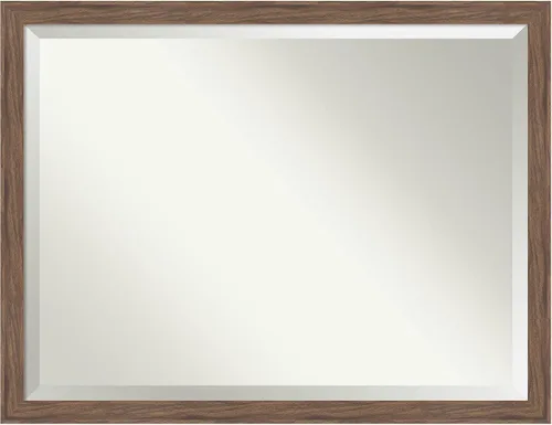 Vista 96 de Amanti Art Espejo de baño marrón para sobre lavabo, espejo rectangular de 24x20 Caleb Brown para tocador, marco rústico pequeño de estilo campestre