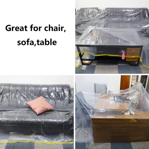 Vista 8 de Paquete de 2 fundas de plástico para sofá de 146 pulgadas/12 pies, fundas de muebles, fundas de sofá seccional, funda de plástico extragrande