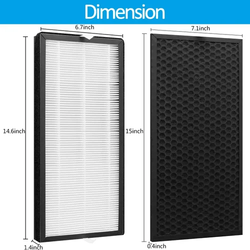 Vista 7 de Filtro de repuesto XD6065 de carbón activado y XD6075 True HEPA, compatible con purificadores de aire puro intenso Rowenta PU4020, 1 eliminador