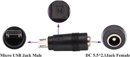 Vista 4 de Adaptador de corriente micro CC de 0.217 x 0.083 in a micro USB 5 V CC fuente de alimentación de cables de carga conector para teléfono celular