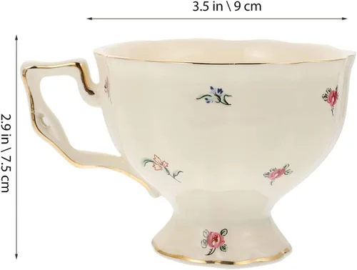 Vista 6 de Taza de té, tazas de café, taza de café, 1 juego de tazas de té y platillos de porcelana, tazas de té de porcelana de estilo europeo con platillo